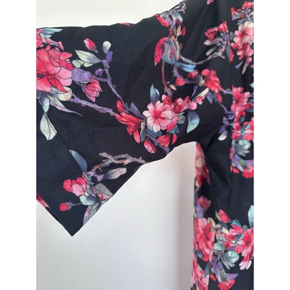 Lindex Kimono Jacket Black Floral Boho - Picture 5 of 9